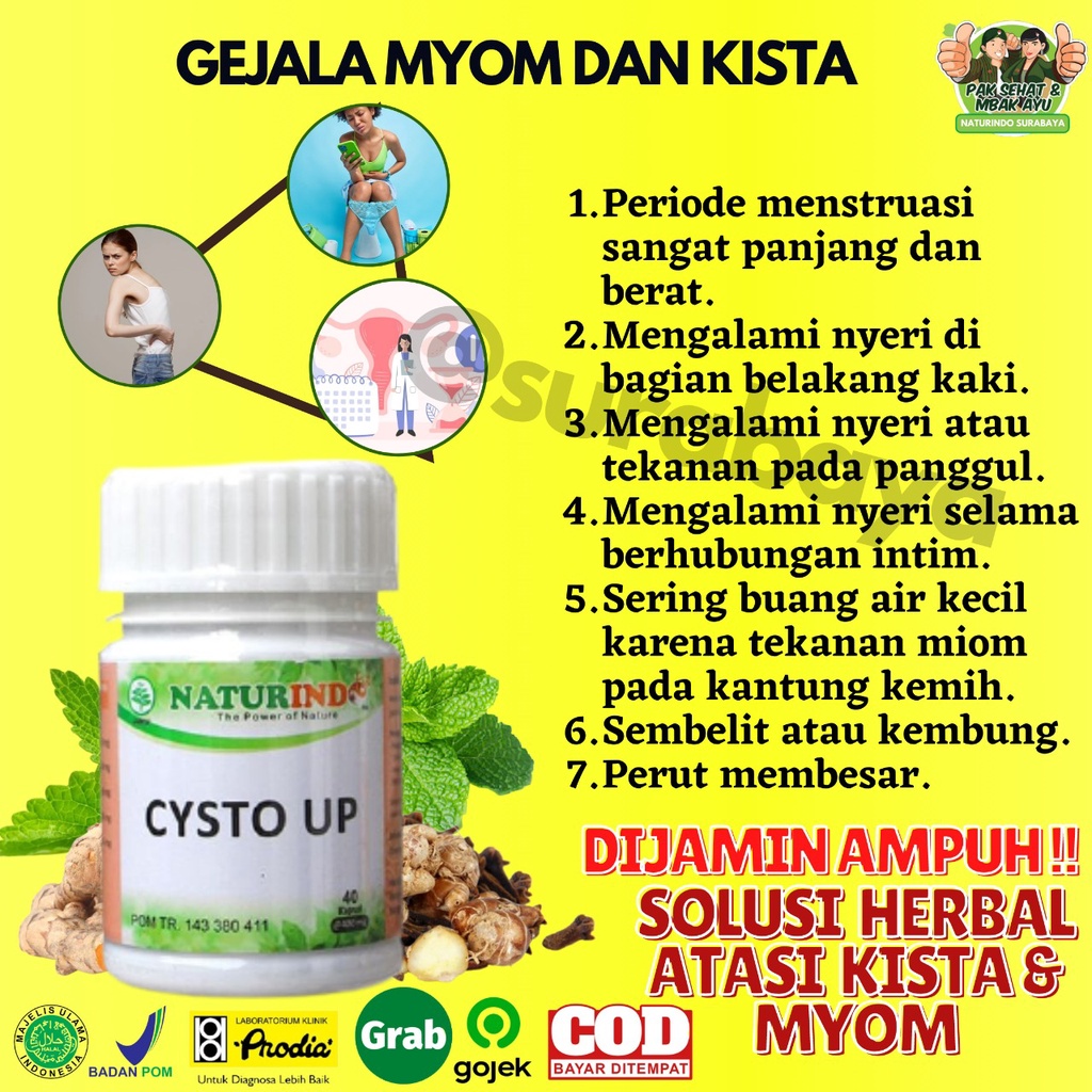 Obat Kista dan Miom Ovarium Obat Herbal Kista Bartholin Obat Penyakit Rahim Obat Cista Cysta Obat Miom Myom Coklat Obat Kista Endometriosis Ampuh Jamu Herbal Kista Miom Tumor Mioma Ampuh BPOM HALAL MUI CYSTO UP Naturindo Surabaya 40 Kapsul-3