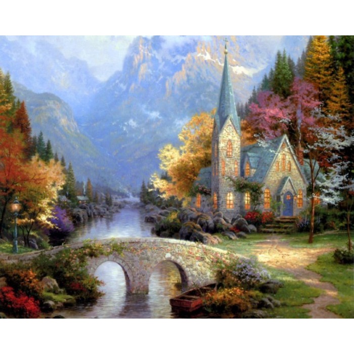 

Produk Terbaru Diy Painting Paint By Numbers Canvas Lukis Mountain Chapel 40*50