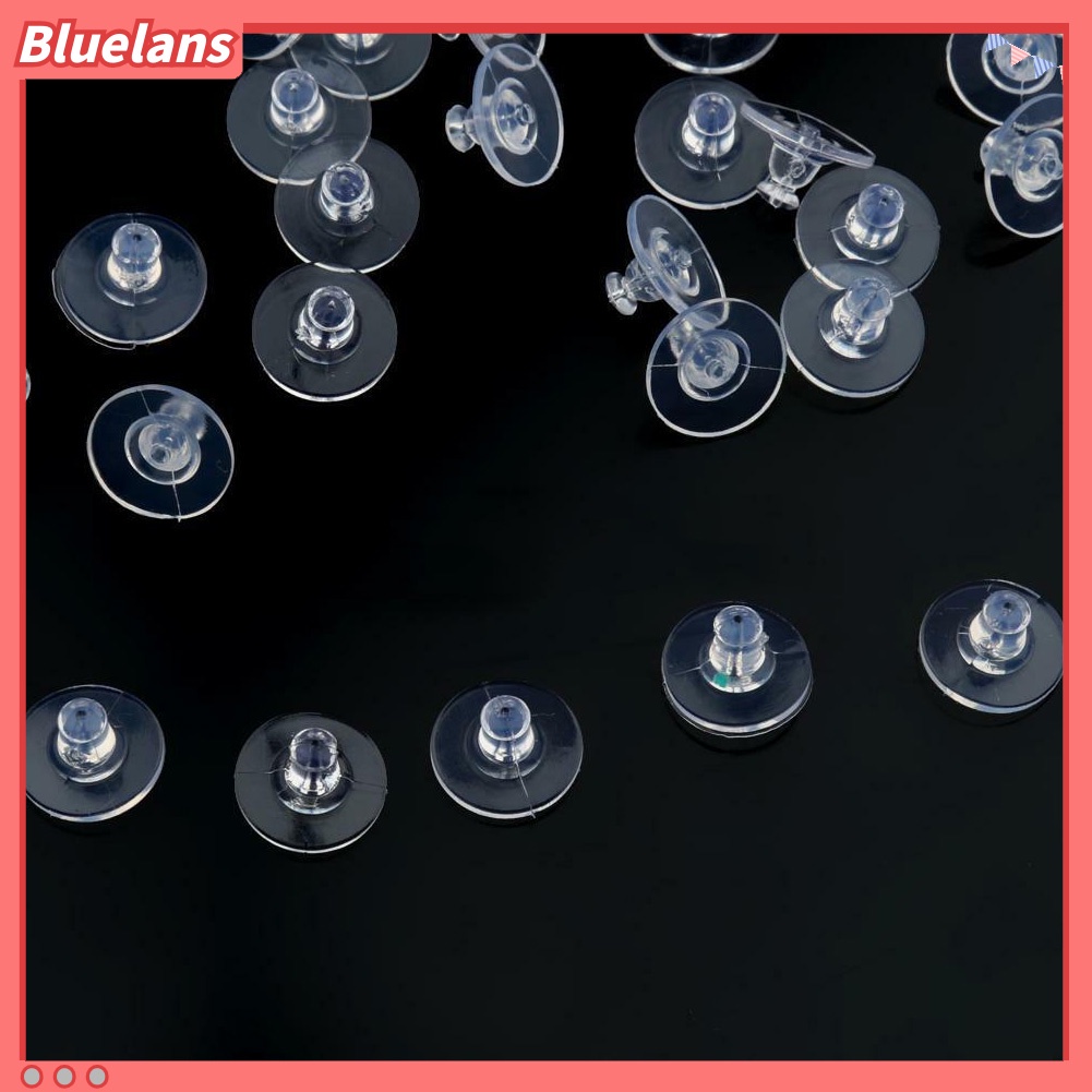 Bluelans 100Pcs Transparent Silicone Earring Stopper Posts Safety Back Nuts Findings