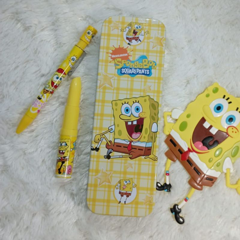 

Spongebob squarepants tempat pensil kotak pensil sapu tangan kotak kacamata tempat kaca mata kain lap kacamata buku notes gunting kuku karakter lucu