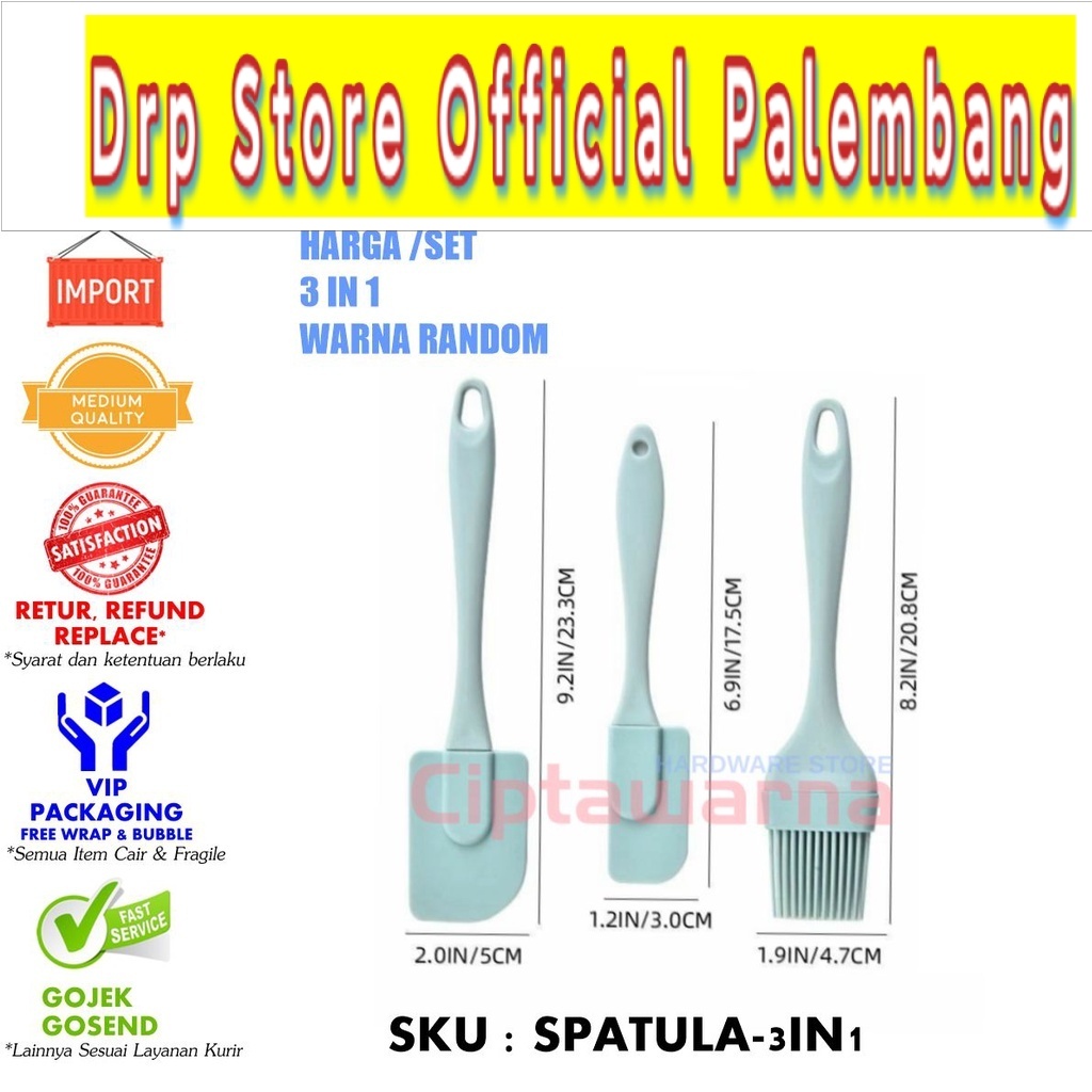 Spatula Masak Silicone Set 3 in 1 Alat Masak Dapur Spatula Silikon