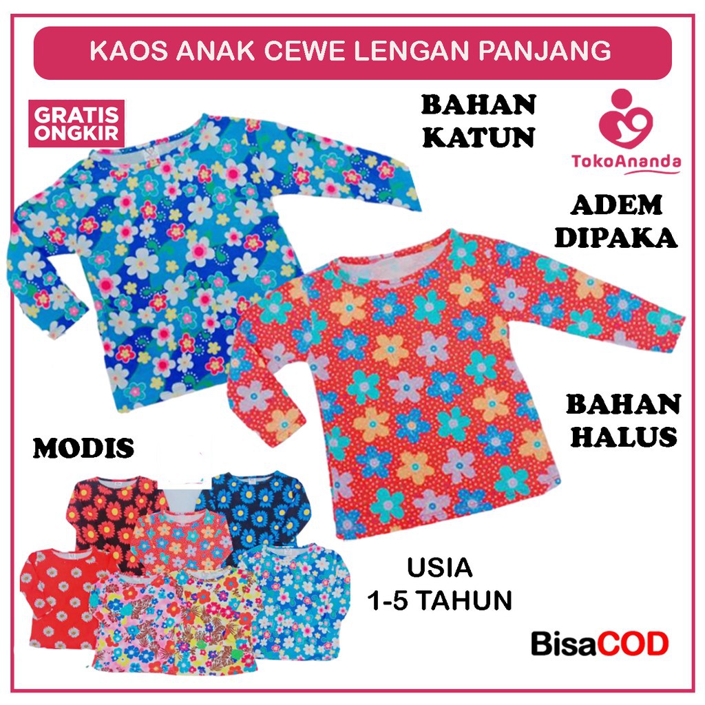 KAOS ANAK CEWEK LENGAN PANJANG / KAOS ANAK CEWEK  / KAOS ANAK PEREMPUAN LENGAN PANJANG / KOAOS ANAK