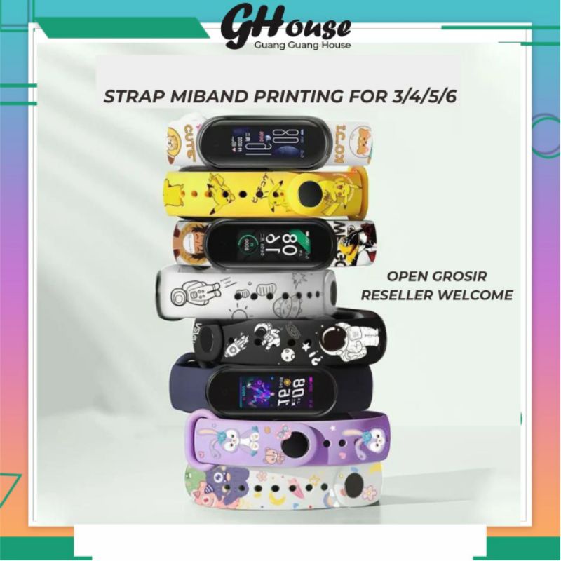 Strap Miband 3/4 Xiaomi Mi Band 3 / 4 / 5 / 6 Tali Pengganti MiBand 5 Motif Cartoon