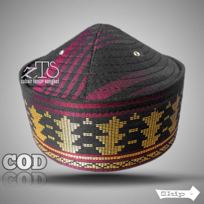 PECI SONGKOK BELANG MERAH EMAS MOTIF DARWIN KOPYAH KEREN SONGKOK PATEN BULAT