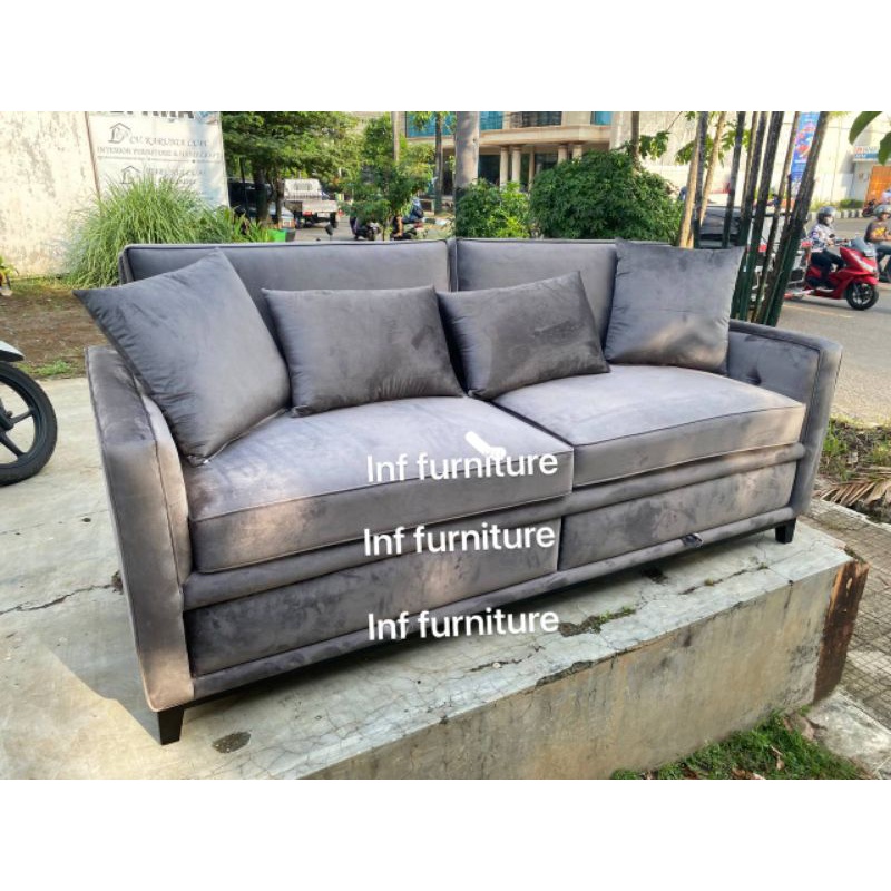sofa minimalis premium bludru sofa pakai laci