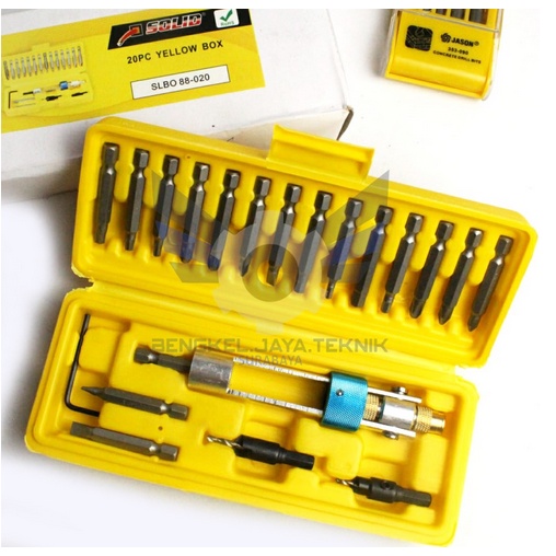 SOLID Set 20 pcs Mata Bor + Obeng Drill Screwdriver Bolak Balik Sekrup