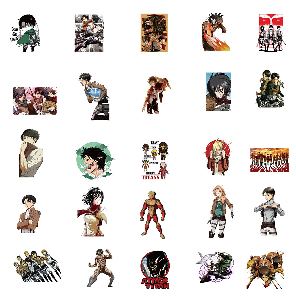 100 cartoon attack on titan graffiti stickers mobile phone case skateboard luggage waterproof stickers