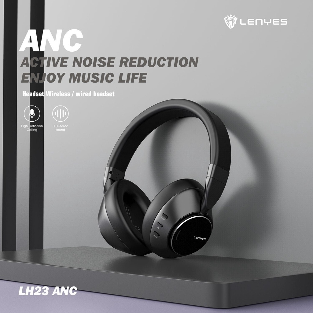 LENYES LH23 Headphone Bluetooth 5.3 ANC STUDIO HIFI BASS wireless stereo headset bando HD microphone original
