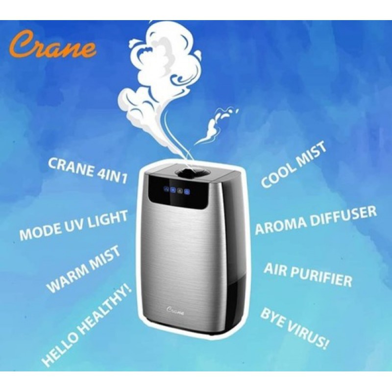 Crane 4 in 1 Humidifier, UV Purifier &amp; Aroma Diffuser with Ionizer and Remote Control