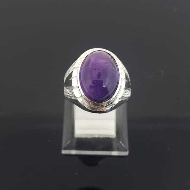 Cincin Perak Batu Kecubung Brazil