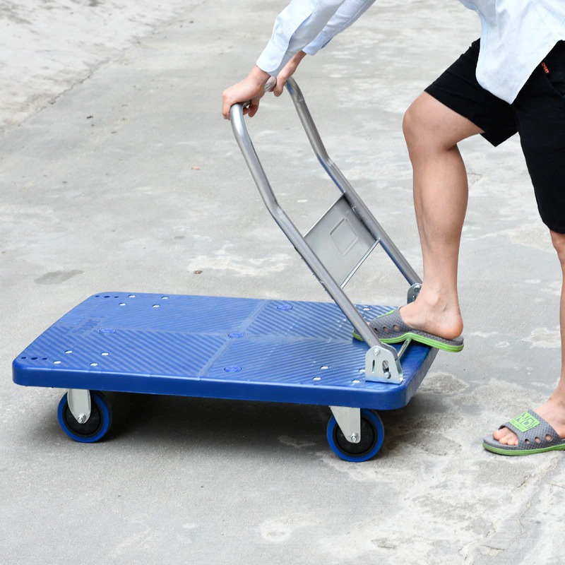 Trolley Barang Lipat Folding Cart Silent Wheel 87x58CM 350KG - FPT-300 - Blue