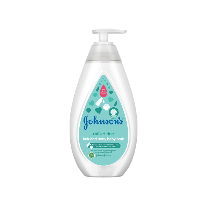 Johnson's Hair &amp; Body Baby Bath Milk+Rice Pump 500ml