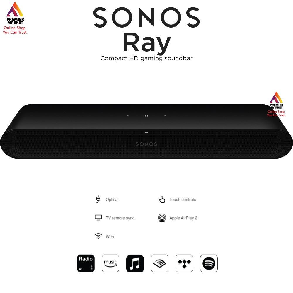 Sonos Ray Compact HD Gaming Soundbar Wired or Wireless