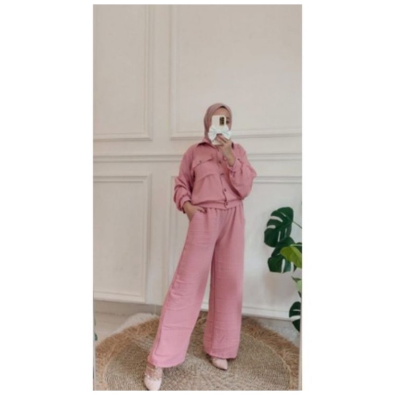 STELAN ONE SET PAKAIAN/WANITA CRINKLE CEY air flow