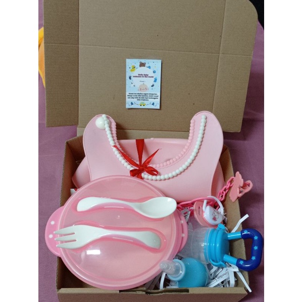 Hampers Bayi Kado Baby Boy Girl Ulang tahun set makan  parcel GiftParsel Bayi Murah Komplit Cewek Cowok COD Baby Gift Hantaran Bayi unik-2
