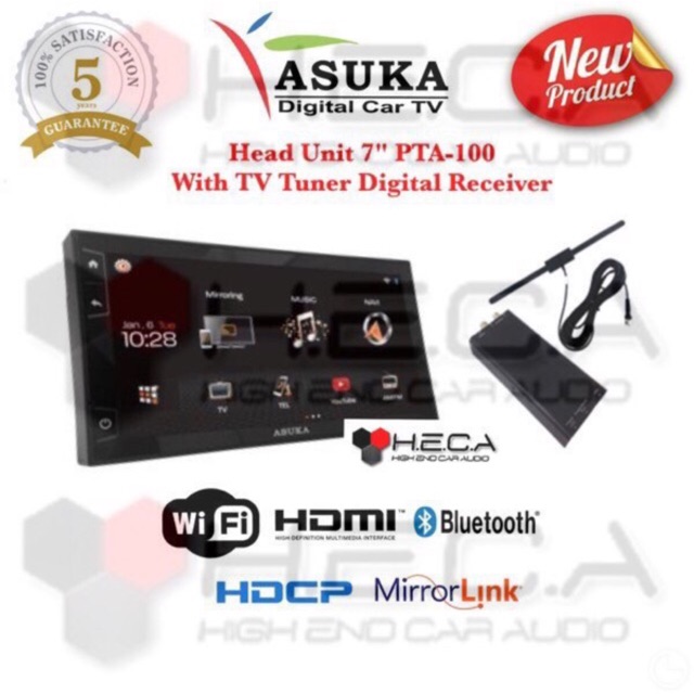 Asuka PTA-100TV Head Unit 7” PTA-100 Double din Tape Mobil Built in TV Tuner Digital Receiver