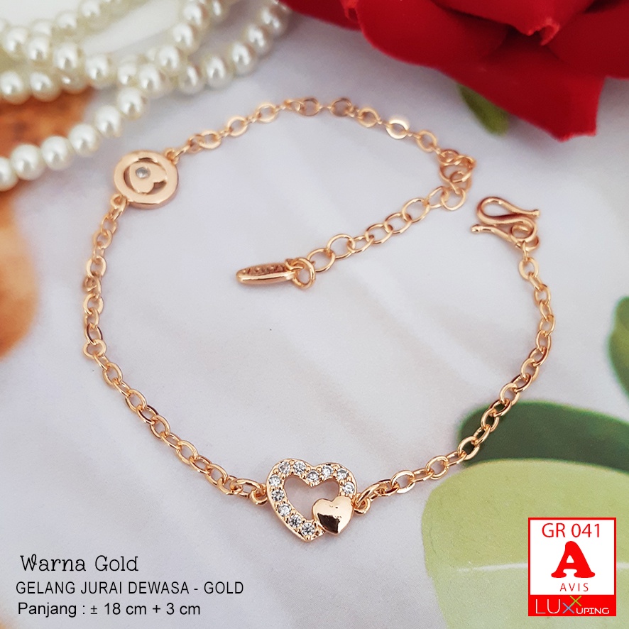 GR 041 Gelang Jurai Kupu Love Perhiasan Wanita Lapis Emas Permata Gelang Xuping Dewasa Luxx Xuping