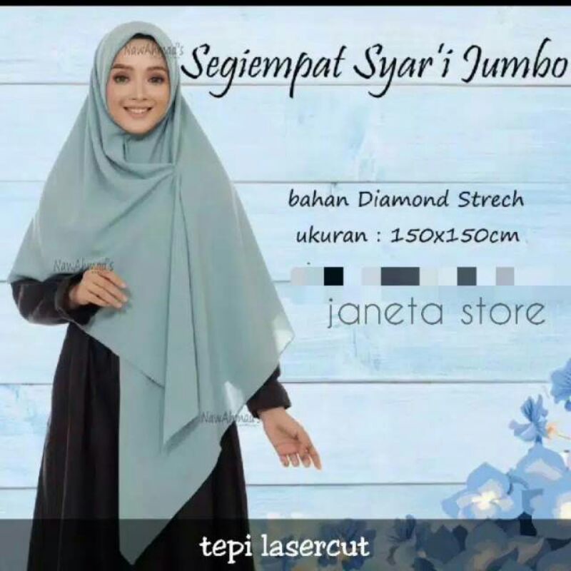 Kerudung Segi Empat Jumbo Syar'i Lasercute