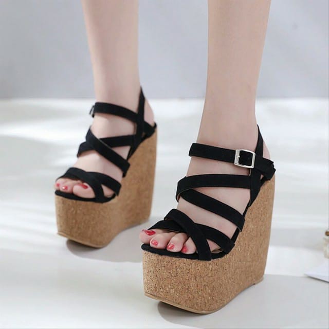 [HOT PROMO] Sendal Sandal Sepatu Wedges Hak Tinggi Wanita