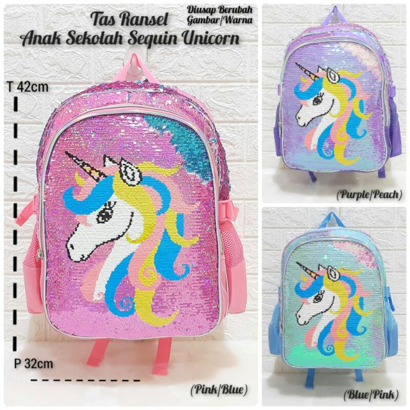 Tas Ransel Sequin Unicorn Berubah Warna Tas Ransel Sekolah Tas Sequin Tas Unicorn Tas Import