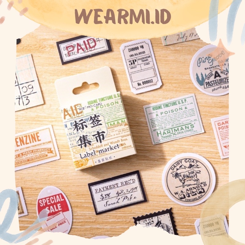 

46 pcs Sticker Box Deco Art Label Market Word Kata Vintage Aesthetic Scrapbook Bujo Jurnal MMK04F014