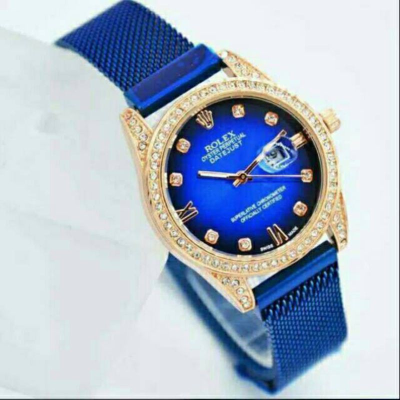 (Grosir)Jam Tangan Wanita Rolex Tanggal Aktif Strap Magnet(Terima Cod)