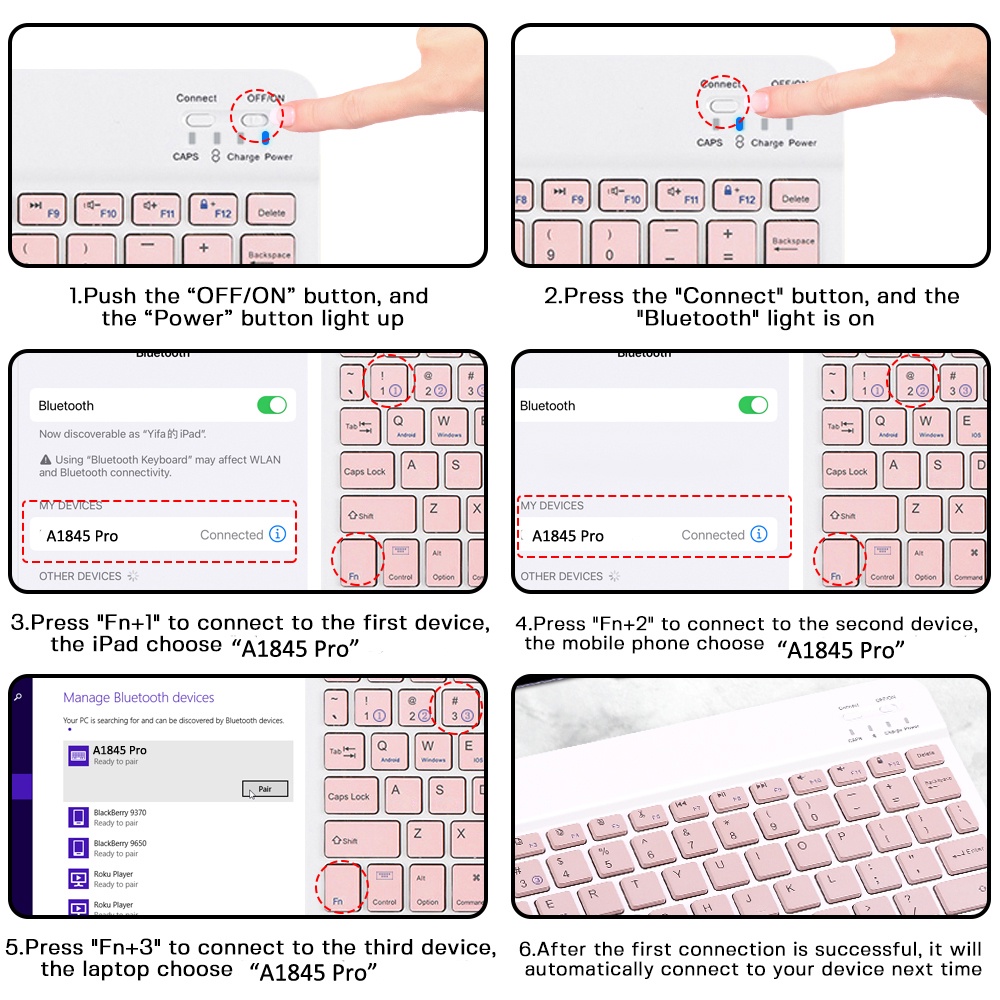 Goojodoq 2nd gen Pro 10 Inch 3 in 1 Wireless Bluetooth Keyboard Mouse Set Lightweight Portable