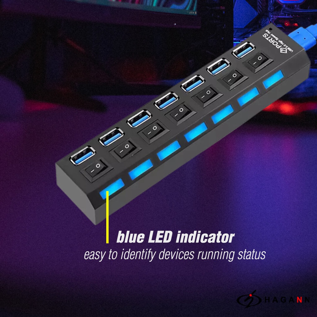 USB 3.0 Hub 7 Port On Off High Speed / USB Hub 7 Slot Data Super Speed USB3.0