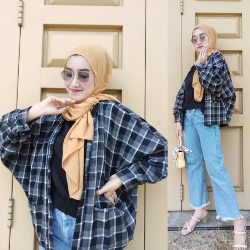 Outer Balon Flanel Viral Outer Balon Grid/Outer Balon Flanel