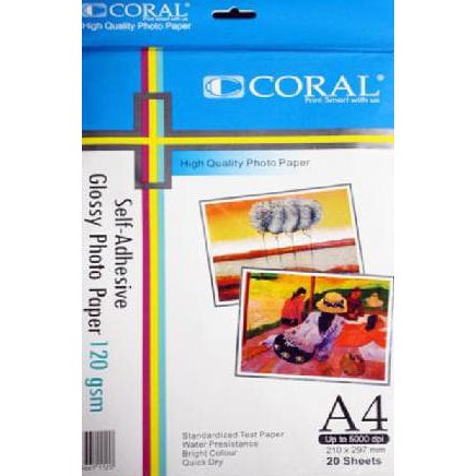 

Termurah Coral Glossy Photo Sticker Paper 120 Gsm (Pack 20 Sheets) Offic