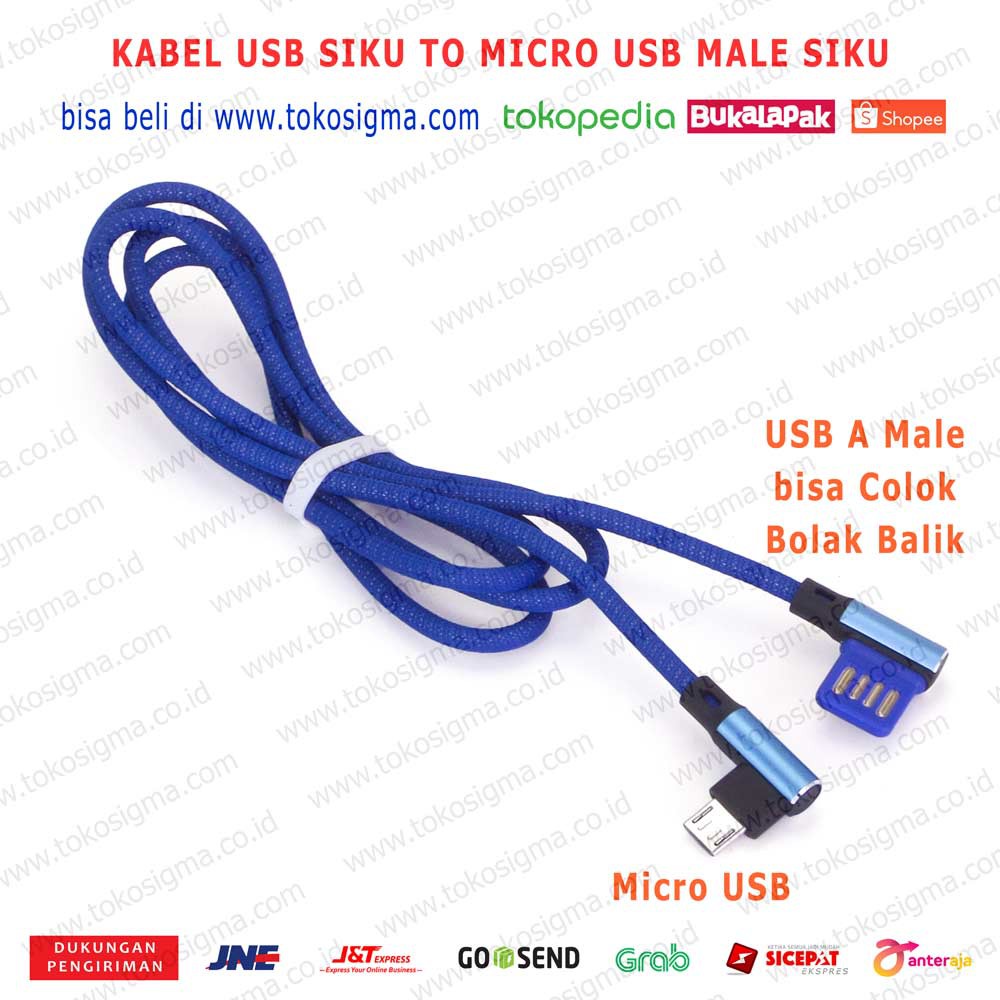 BULL KABEL USB L ANGLE SIKU MICRO USB DATA DAN CHARGER FAST CHARGING 2.4A