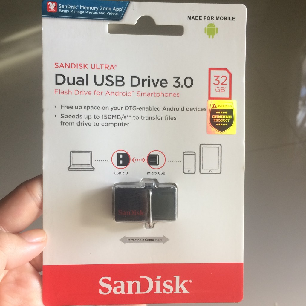 SANDISK ULTRA Dual Usb Drive 3.0, 32 GB