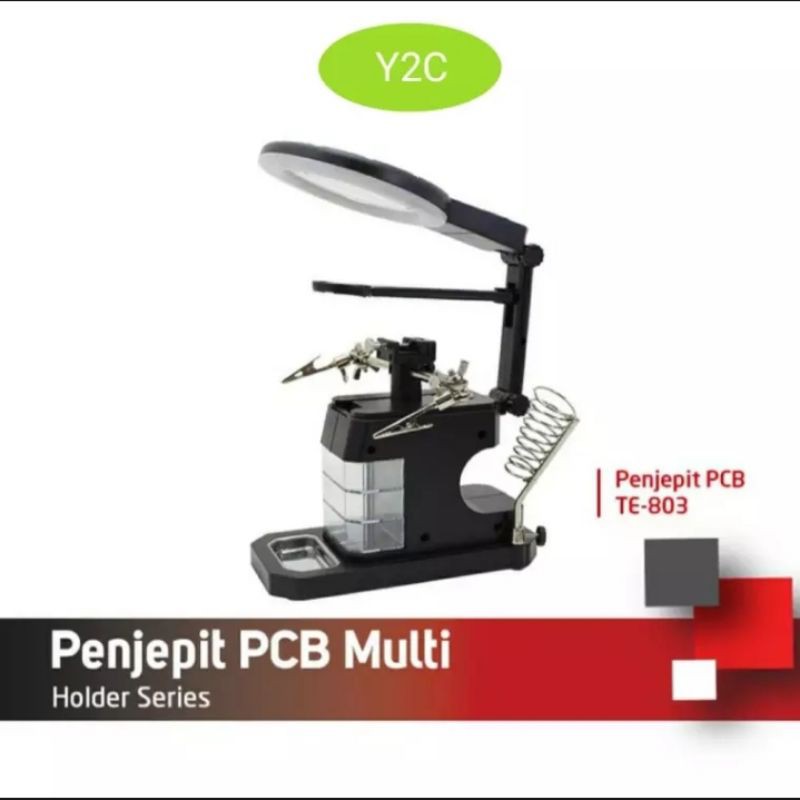 PENJEPIT PCB DENGAN KACA PEMBESAR DAN DUDUKAN SOLDER / LAMPU LED CELLKIT TE 803 / ALAT SERVIS HP