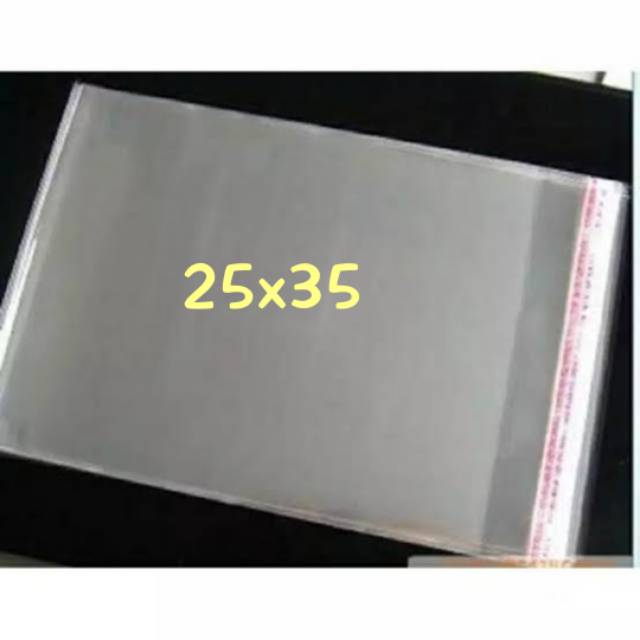 OPP 25x35 undangan baju pakaian garmen roti kue kerupuk plastik dengan perekat 1 pak isi 100lembar