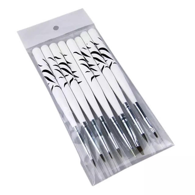 8pcs brush nailart nail art kuas melukis kutek gel 1 set brush liner gel polish