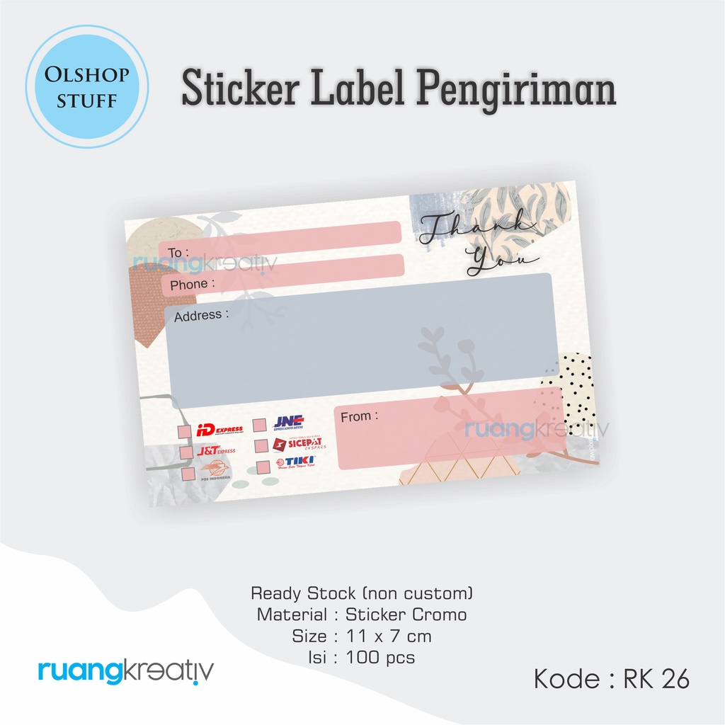 

RuangKreativ READYSTOCK Stiker Label Alamat Pengiriman Olshop 100 lembar