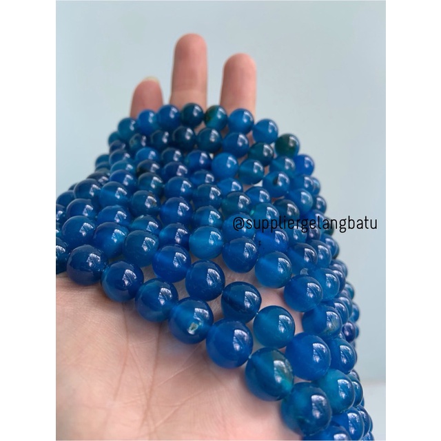 batu dyed carnelian biru batu perhiasan fashion 10mm beads findyka acc