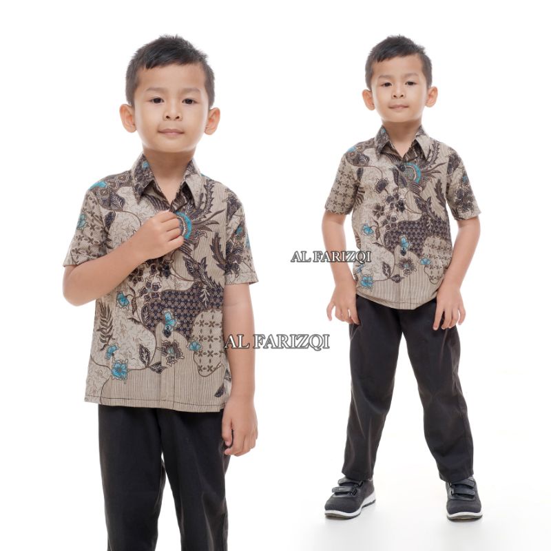 BAJU BATIK COUPLE AYAH DAN ANAK LAKI-LAKI SEKAR JAGAT TERLARIS / BATIK JUMBO/COD