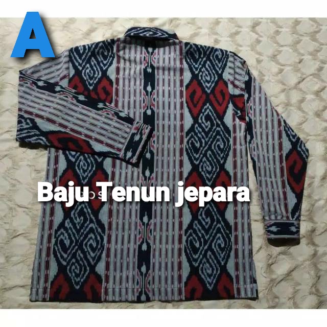 Kemeja tenun pria lengan panjang baju tenun jepara KT116