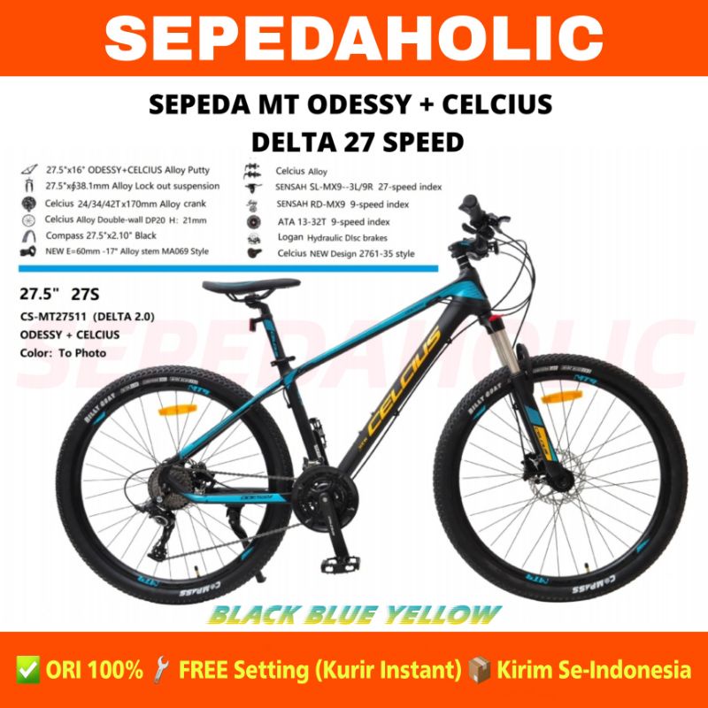 Sepeda Gunung 27.5 Inch MTB CELCIUS ODESSY DELTA Alloy 27 Speed Rem Hidrolik