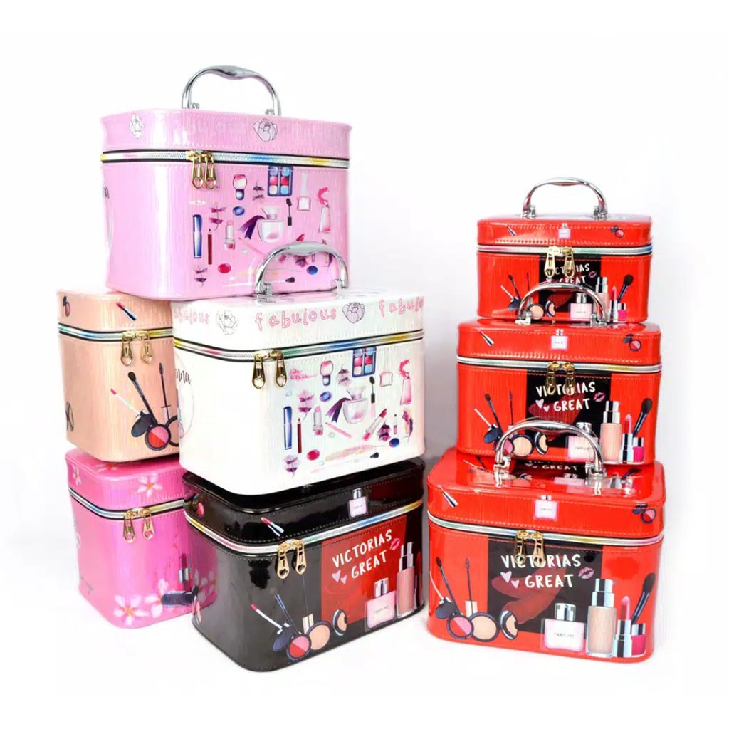 Beauty case tempat make up kosmetik portable terbaru 1 set 3 in 1