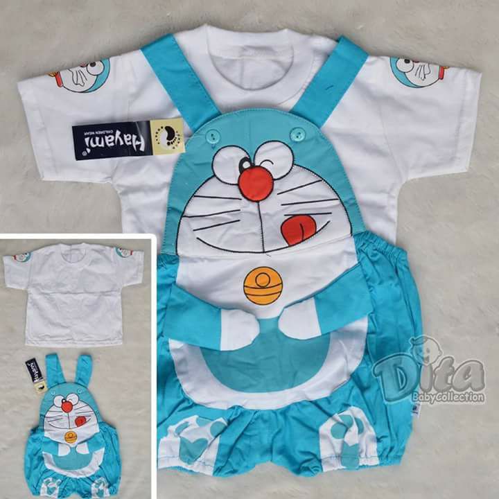 romper doraemon romper bayi jumper bayi baju bayi