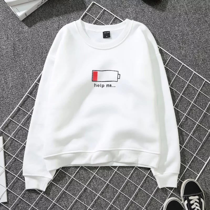 SWEATER UNISEX BATTERY MODE /// CREWNECK FLEECE TEBAL KEKINIAN TERBARU''