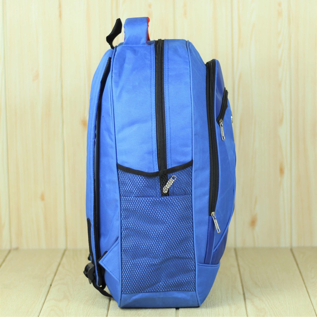 Ransel Sekolah Pria Tebal Polo Essential Biru Muat LKS Buku Paket SMA SMP Bahan Tebal Murah Bonus Raincover Backpack Polos Tas Kerja Bagus Grosir