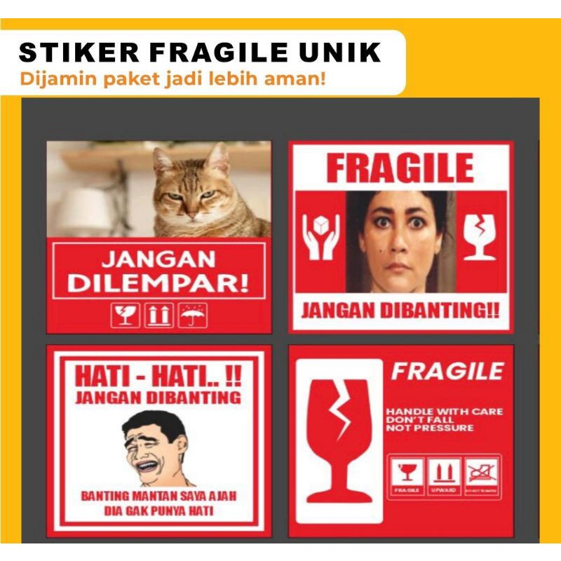 STIKER FRAGILE LUCU UNIK KOREA / STICKER FRAGILE CUSTOM KPOP JANGAN DIBANTING KUCING SUZANA MURAH / 