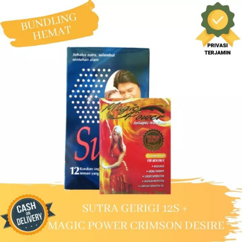 PAKET HEMAT Kondom Sutra Biru (Gerigi) isi 12 + Tisu Magic Power Merah (Crimson) isi 6