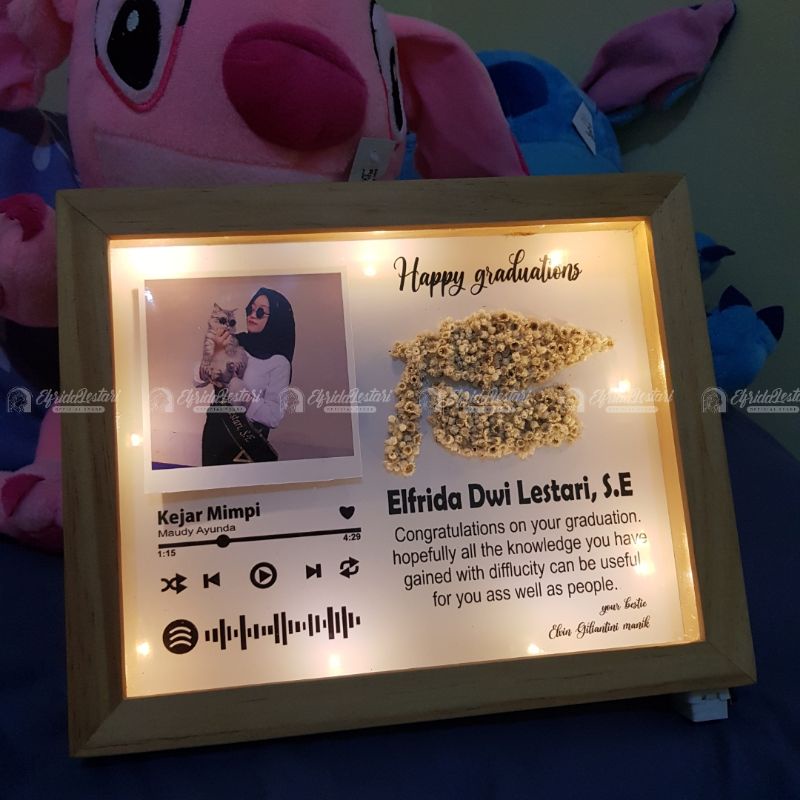 PO 1 Hari Frame Rustik Edelewis LED Kado Ultah | wisuda | nikahan