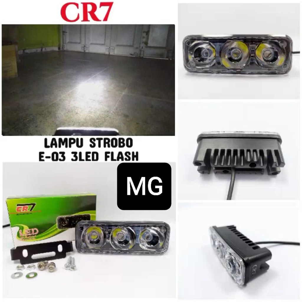 Lampu Tembak Sorot Cree 3 Mata E03 12V-80V 6W Bisa STROBO