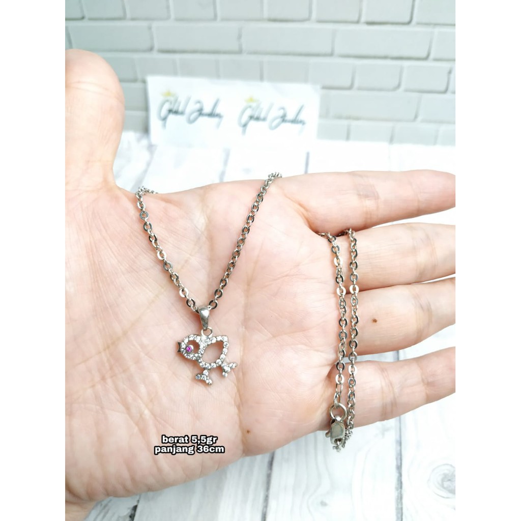 KALUNG SET LIONTIN ANAK BURUNG PERAK ASLI S925 GLOBAL JEWELLERY CH096