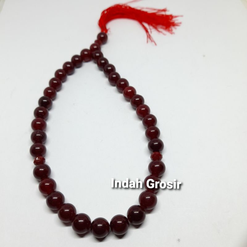 TASBIH BATU NATURAL GIOK MERAH 8MM 33BUTIR ORIGINAL STONE